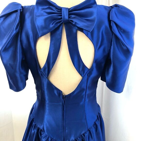 Vintage Alfred Angelo dream maker royal blue all satin dress size S - Picture 5 of 13
